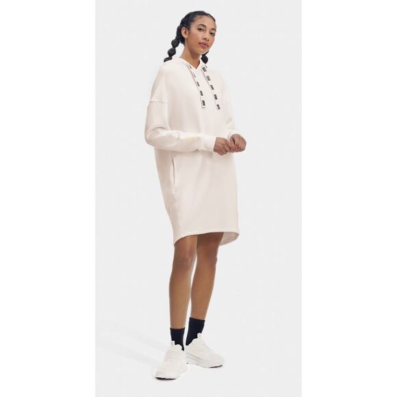 UGG Aderyn Hoodie Sweatshirt Dress White S - Picture 1 of 8